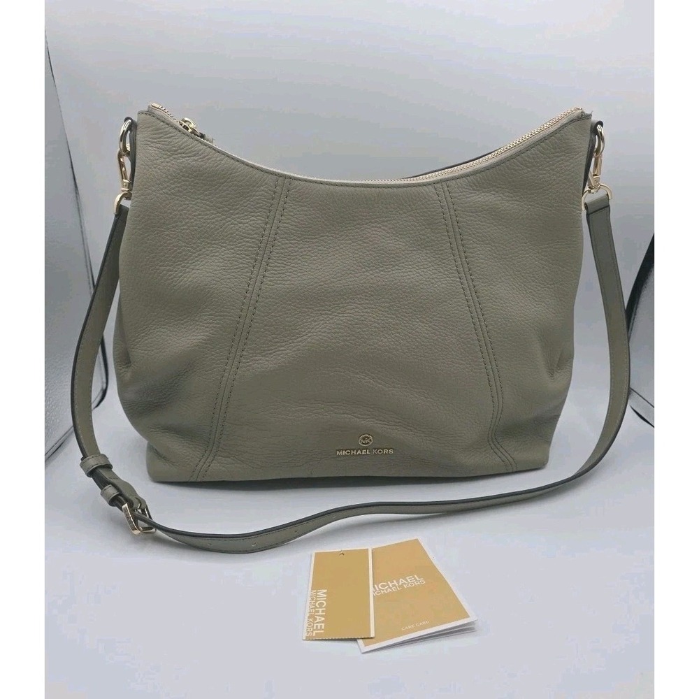 Michael Kors Sienna Dusty Sage Pebbled Leather Convertible Hobo Shoulder Purse